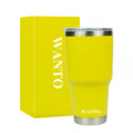 Wanto 20oz 30oz 10oz Yellow Powder Coated Stainless Steel Wide Mouth Beer Travel Tumbler Cups With Engraved Logo