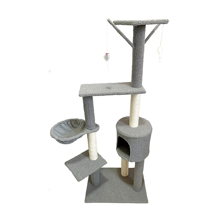 Factory Original Multi Layer Wood House 2021 Nordic Luxury Cat Tree With Hanging Ball Hot Selling