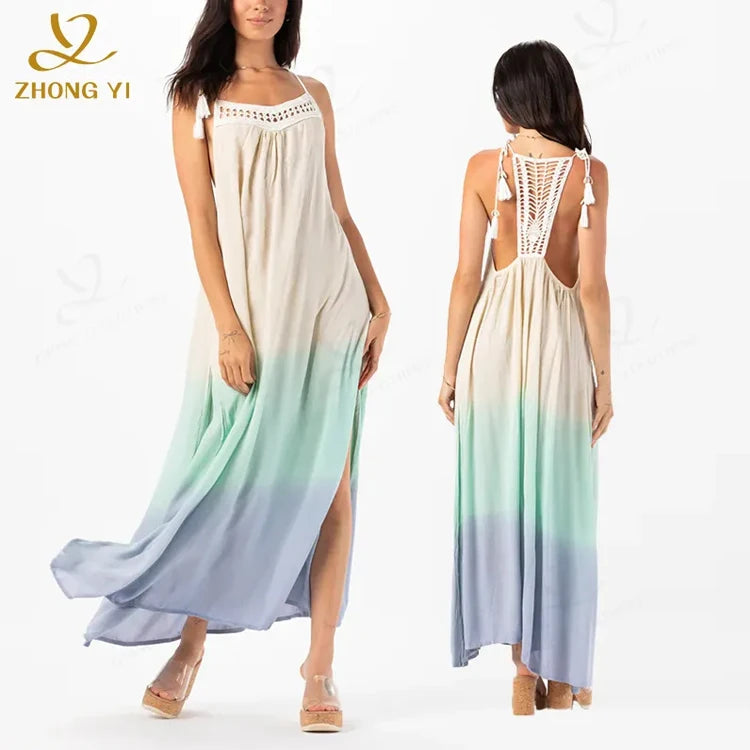 Clothing Manufacturers Custom Summer Women Cotton Digital Print  Design High Fashion Clothes Sexy Loose Casual Long Dresses
