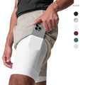 Men's Summer American Sports Casual Double Shorts Solid Color Quick Dry Windproof Eco-Friendly Breathable Plain 100% Polyester