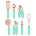 Manjia 7 Piece Kitchen Gadget Accessories Stainless Steel Rose Gold Kitchen Utensils with Soft Touch