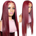 FH 99j Middle Part Pre Plucked Transparent Lace Frontal Straight Human Hair Wig with Natural Baby Hair