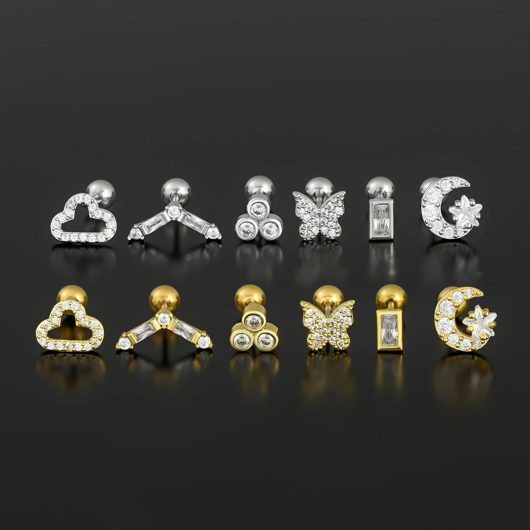 Wholesale New Creative Geometric Ear Studs Female European and American Fashion Body Piercing Small Animal Butterfly Earrings