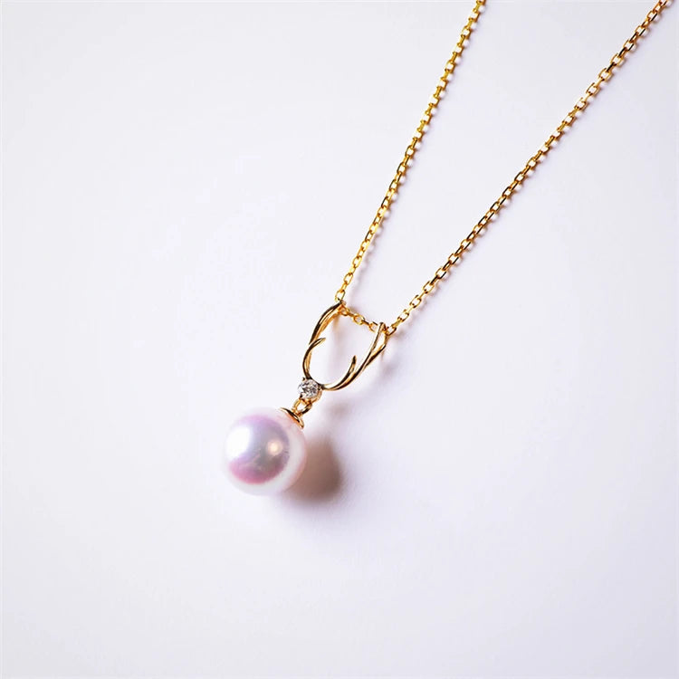 Gold Plated Fashion Simple Design Deer Horn Pearl Pendant Necklace