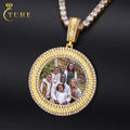 EMER New Design 3 Row Round Custom Cubic Zircon Sublimation Made Photo Medallions Necklace With Rope Chains Gifts Pendant