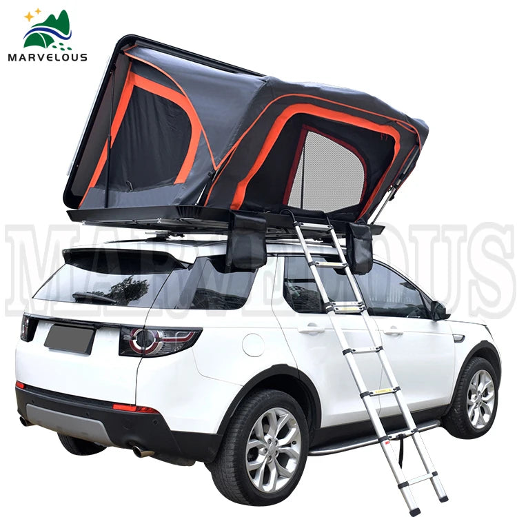 Manufacture Foldable Rooftop Tent for 4x4 Offroad Summer Hard Shell Car Roof Top Oxford Fabric Aluminum Pole Ladder 2 Person