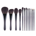 Luxury Wool Professional Makeup Brush Set 12Pcs Black Goat Hair Wood Handle Face Brushes Custom Cosmetics Applicator Tools