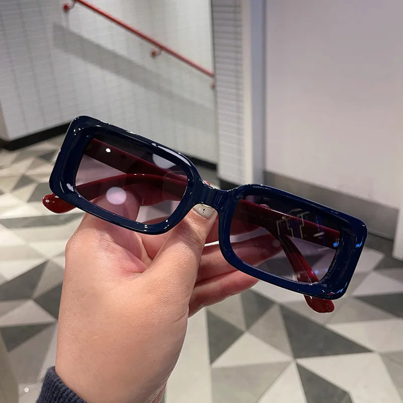 Custom Logo Fashion Retro Double Color Frame Rectangle Sun Glasses Small Square SunglassesMen Women