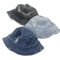 2024 New Design Acid Washed Denim Bucket Hats Unisex 3D Embroidery 100% Cotton Casual Elegant Fashionable Fisherman Jean Party