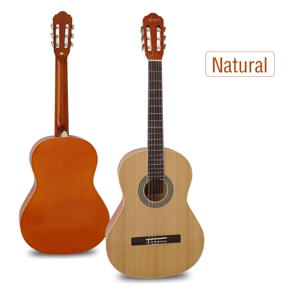Aiersi Supply Factory Price Good Quality Natural Colour Classical Guitar Vintage Spanish String Instrument Custom Label