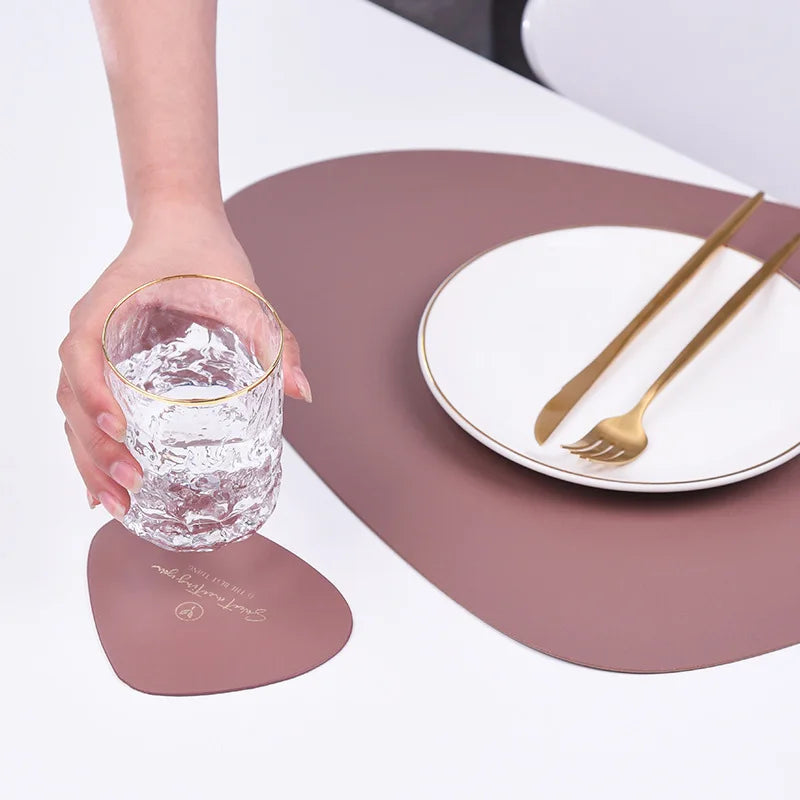 Jieyu Heat Resistant Placemats for Dining Waterproof Wipeable Washable PU Table Mats Easy to Clean Anti-Slip Place Mats