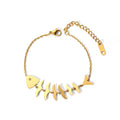 Korean Design Style Stainless Steel 18K Gold Plated Adjust Unique Fish Bone Oval Satellite Link Chain Bracelets for Women Gifts