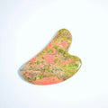 DIY Natural Crystal Heart Shape Kit Guasha Facial Massager Skin Care Pink Unakite Gua Sha Stone