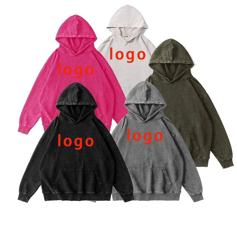 Oversize Acid Washed Hoodie Manufacturer OEM Blank Custom 100% Cotton Hoodie High Quality Heavyweight Vintage Washed Hoodie MegaBDM