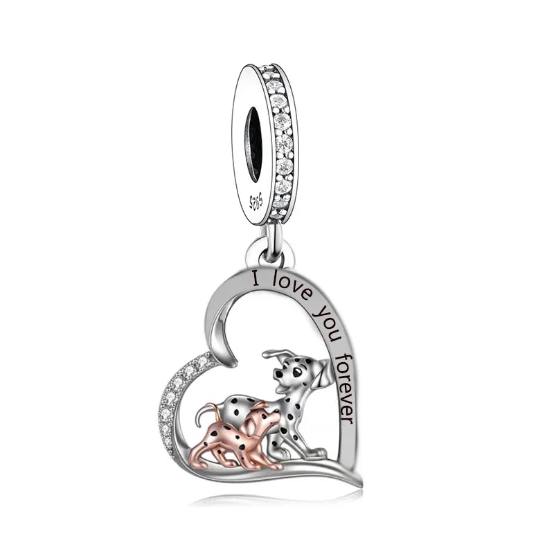 Fit Original Brand Charm Bracelet 925 Sterling Silver Couple Dog Mother and Baby Puggy Bead for Women Jewelry Making 2022