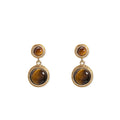 Handmade Fashion Boho Natural Gemstone tiger Eye and Turquoise Stone Dangle Drop Earring Women Earrings Jewelry