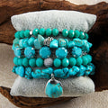 New Fashion Bohemian Ethnic Style Natural Stone Turquoise Amazonite Glass Beaded Elastic Bracelet 5pcs Stacked Bracelet Set