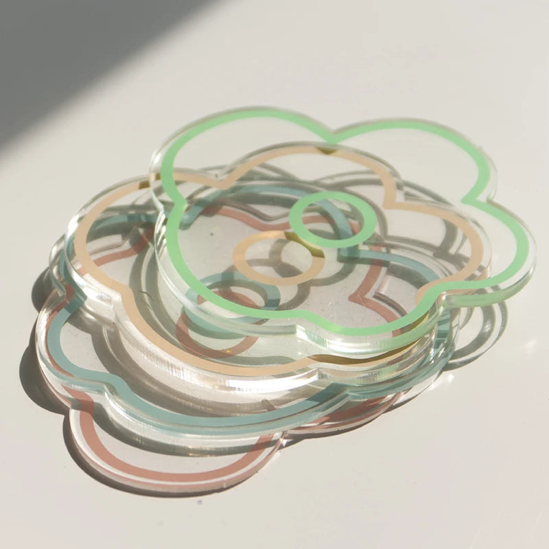 Kawaii Coaster Clear Non Slip Acrylic Tableware Mat Nail Art Resin Palette Flower Jewelry Display Props