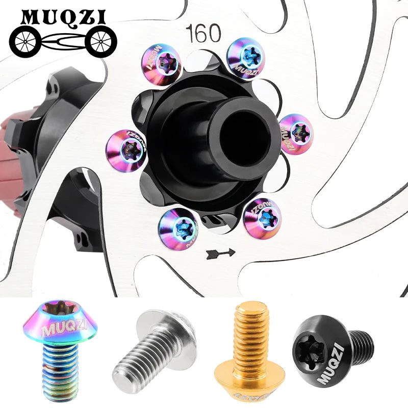 MUQZI Bicycle T25 Disc Brakes Rotor Screws M5*10mm Super Light Titanium Alloy Bolts Cycling Fixing Screws MTB Road