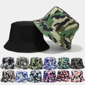 Custom Print Outdoor Camouflage Double Sided Sun Beach Foldable Fishing Fisherman Cap Camo Reversible Bucket Hat