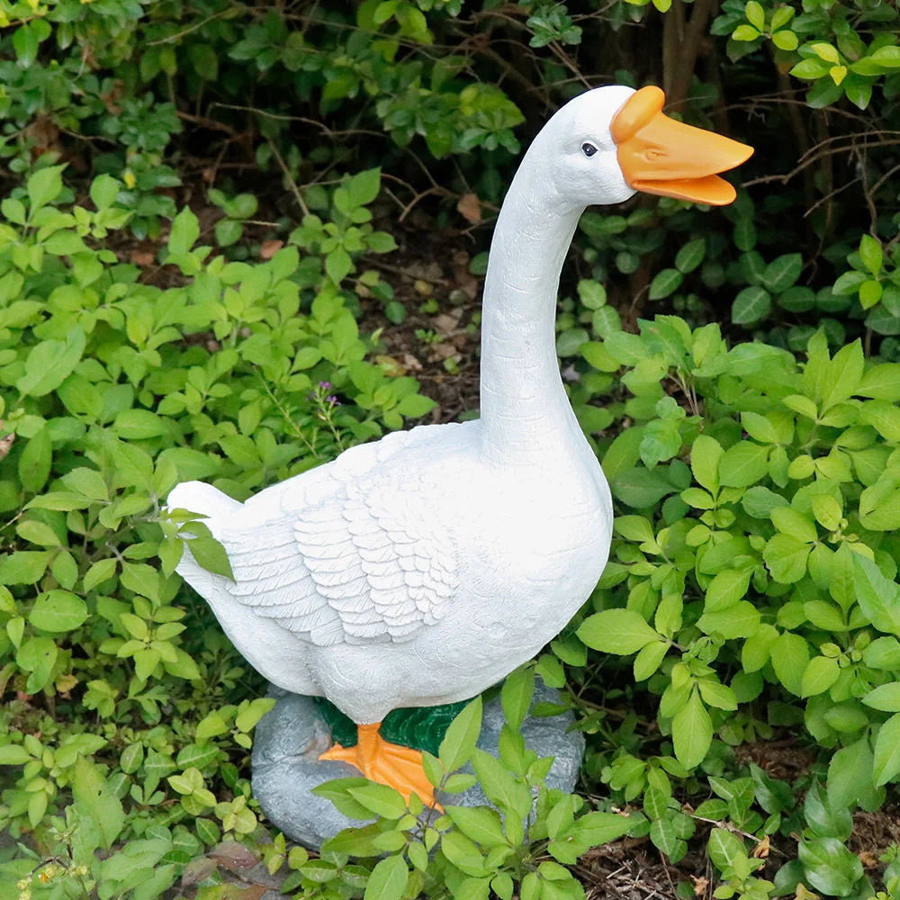 Goose-Themed Resin Crafts Art Statue Hand-painted Fashion Ornament Indoor/Outdoor Garden Home Decor Christmas Model Painted