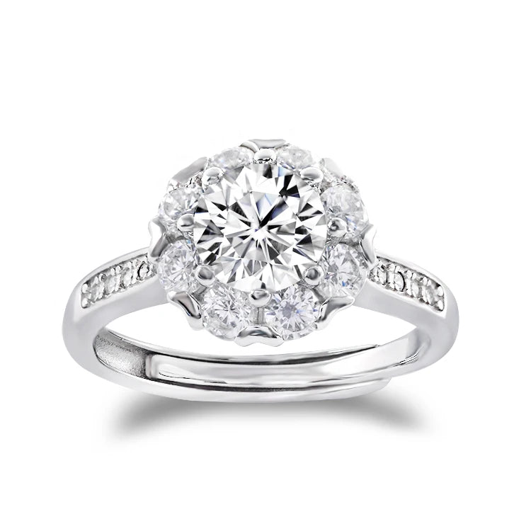 Classic 18K Gold Plated 925 Sterling Silver Round Brilliant Cut 1ct D VVS Sparkling Moissanite Engraved Ring for Women