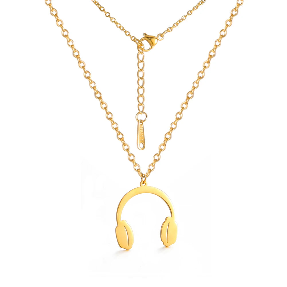 China Cheap Price Hip Hop Style Microphone Africa Headset Pendant Necklaces Gold Color Custom Jewelry for Women Men