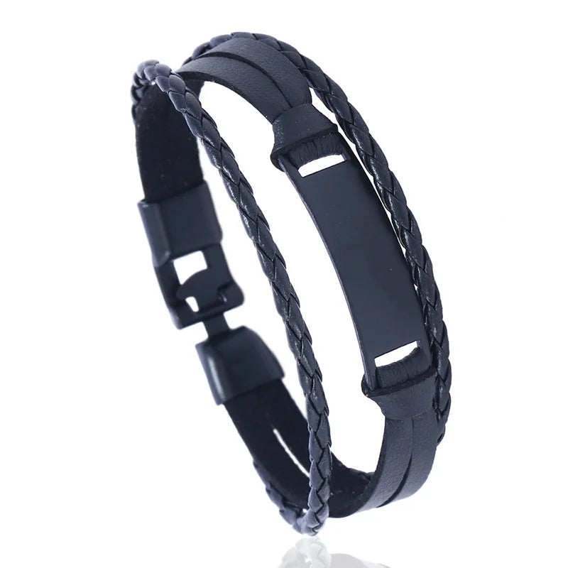 Pun Rock Hiphop Fashion Cuff Bracelets Men and Women's Leather Jewelry