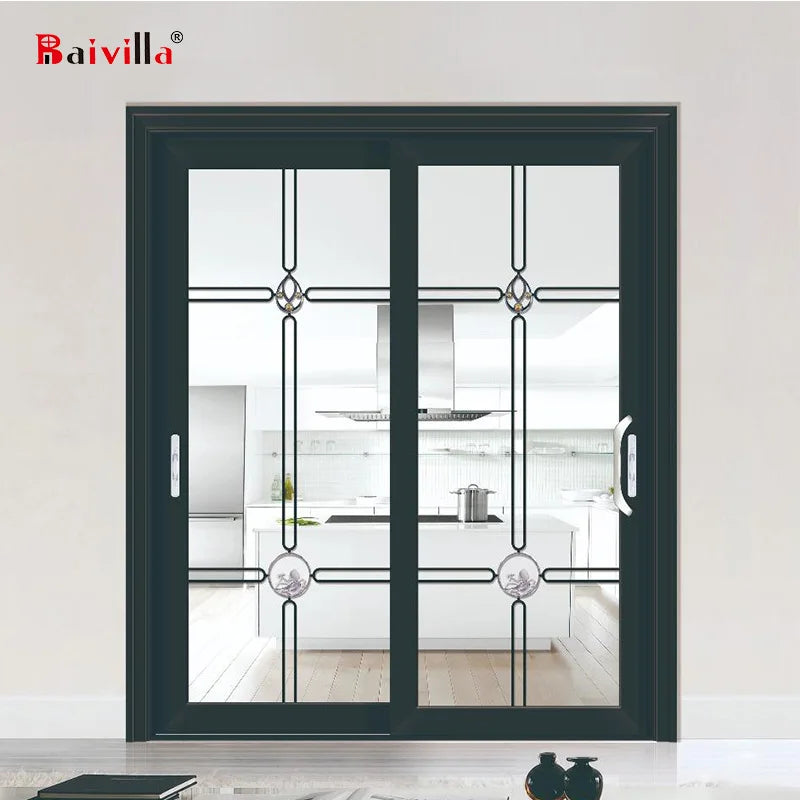 Factory Wholesale Cheap Price Sliding Door Aluminum Alloy Glass Door Black Patio Slide Glass Door Telescopic Sliding Door House