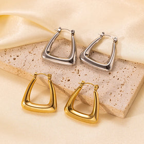 New Trendy Anti Tarnish 316l Stainless Steel Gold Earrings 18k Gold Plated U Shape Hypoallergenic Hoop Earrings Women