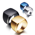 Wholesale 18K Gold Plated Men's Gemstone Signet Ring Unisex Hip Hop Party Jewelry for Engagement Stainless Steel Inlay Children