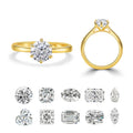 Starsgem Customized Jewelry 1CT DE VS VVS IGI Tulip Setting Round Brilliant Cut Lab Diamonds Yellow Gold Rings