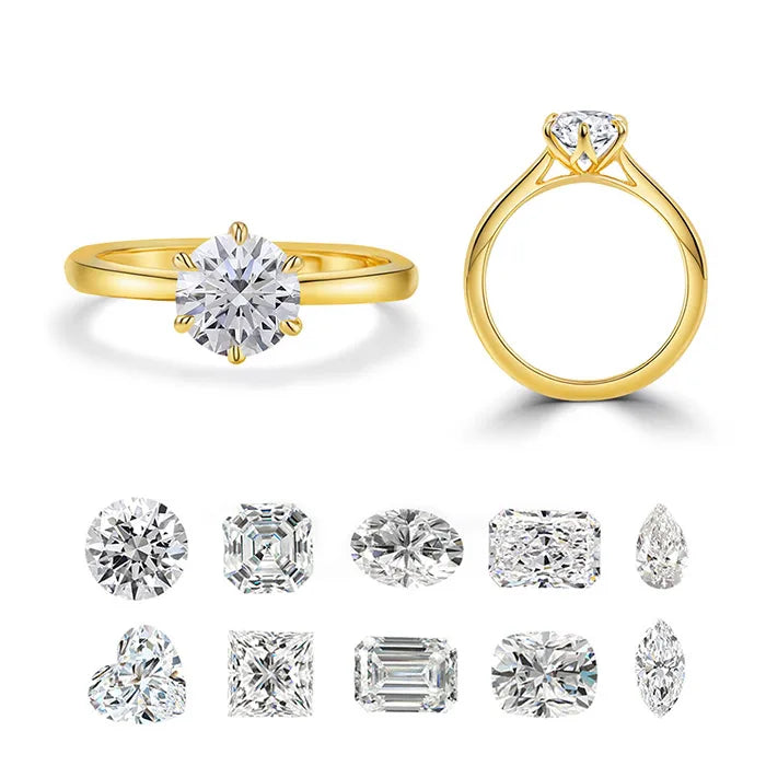 Starsgem Customized Jewelry 1CT DE VS VVS IGI Tulip Setting Round Brilliant Cut Lab Diamonds Yellow Gold Rings