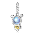 Lovely Astronaut Charm Pendant with Moonstone for Bracelet Real 925 Sterling Silver Beads Fit Women Jewelry Dropshipping Gift