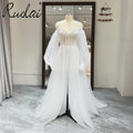 Ruolai QW01869 Appliqued Boning Off Shoulder Simple Long Sleeve Wedding Dress for Girls