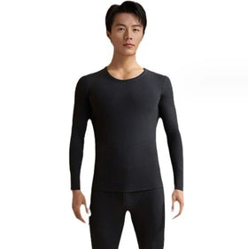 Youki Autumn and Winter Warm Double Layer Thickened Cashmere Silk Seamless Men's Set Warm Clothing