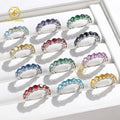 Classic 925 Silver Gold Plated 5mm Moissanite Eternity Band Ring Colorful Design with GRA Certificate