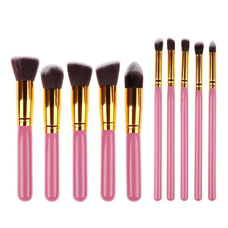Factory Price 10pcs Pack Synthetic Make up Brush Set Shenzhen Factory Cosmetics Foundation Blending Brush Makeup Tool