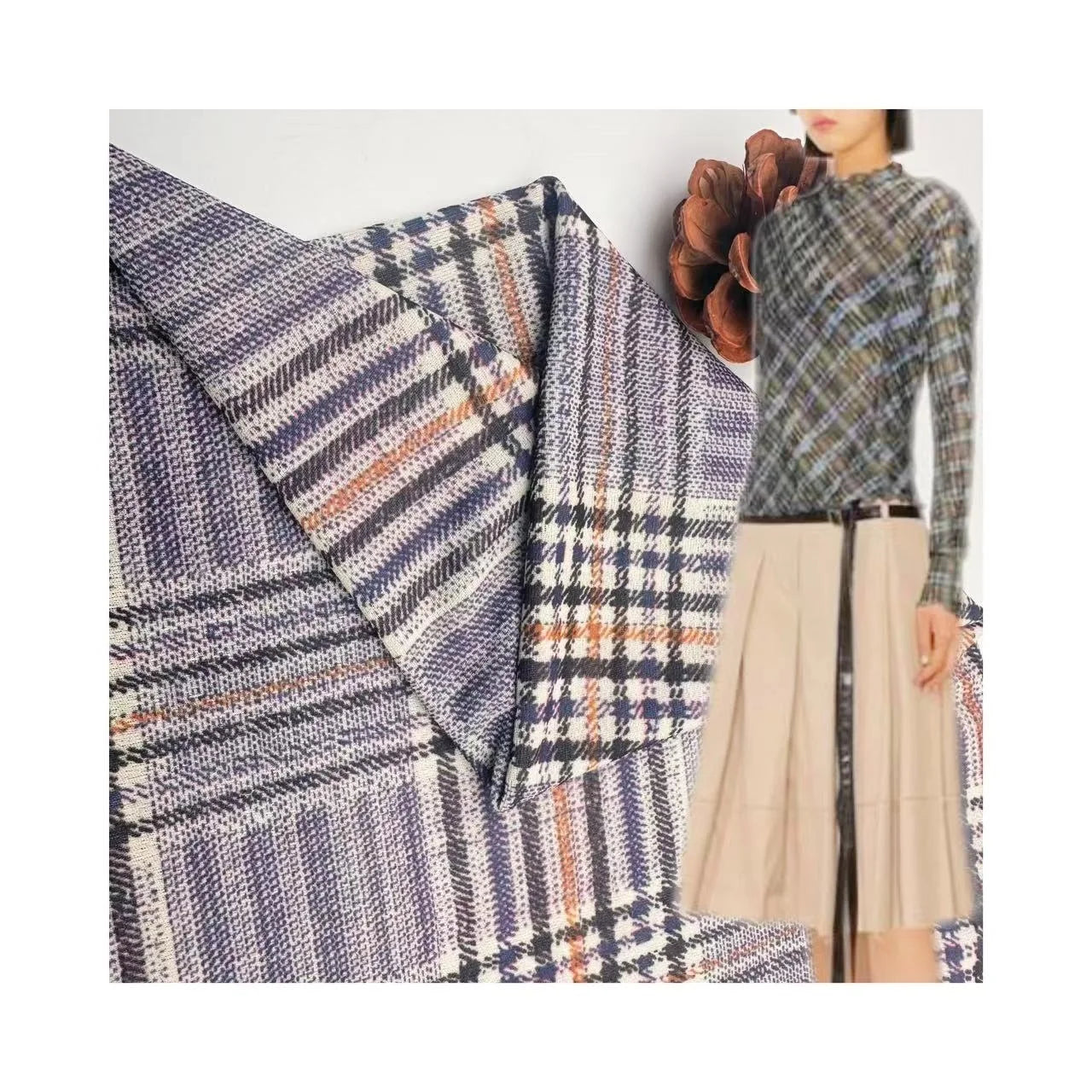 Eco-friendly Checked New Design Knitted Chiffon Digital Print  100% Polyester Printed Mesh T-shirt Fabric