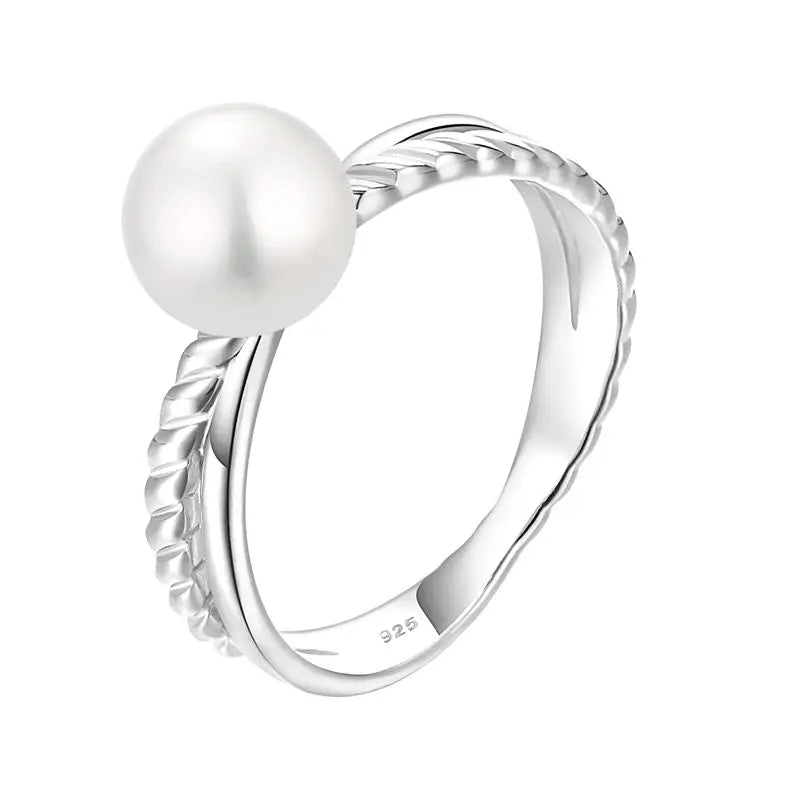 Wholesale 925 Sterling Silver Ladies Engagement Rings New Design Freshwater Pearls Rhodium Plated Diamond Wedding ODM OEM
