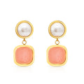 Chris April 316L Stainless Steel Gemstones and Pearls Small Dangle Earrings