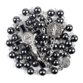 Hematite Rosary Natural Stone  Beads St Benedict Medals Rosary Black Men Stainless Steel Catholic Rosaries