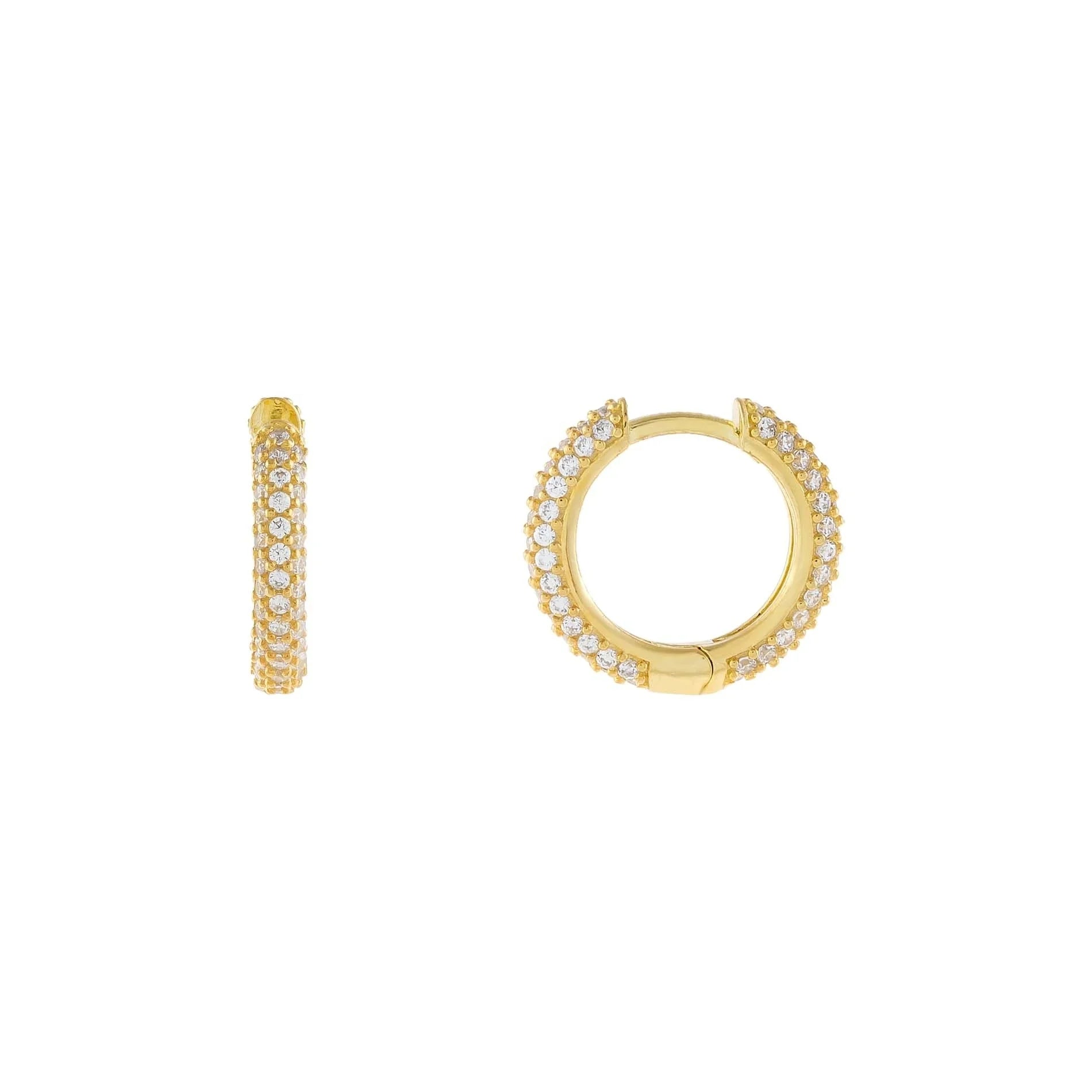 LOZRUNVE Full Pave Wide Chunky Huggie Hoop Earring Jewelry Plated