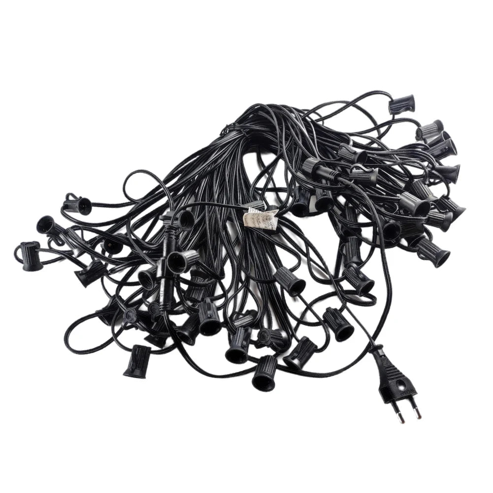 Hot-selling String Lights Built-in Hanging Loop E12 Base Black Outdoor for Christmas Outside Patio Globe Wedding Decorative