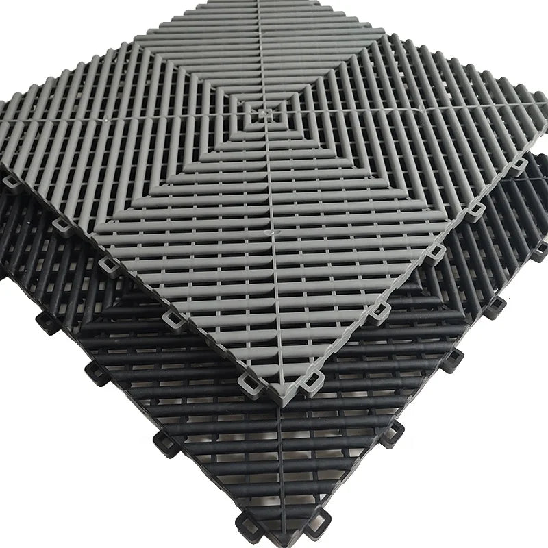 Modern Anti-Slip Interlocking Garage Floor Tiles PP Plastic Indoor Outdoor Workshop Use Environmentally Friendly Graphic Design