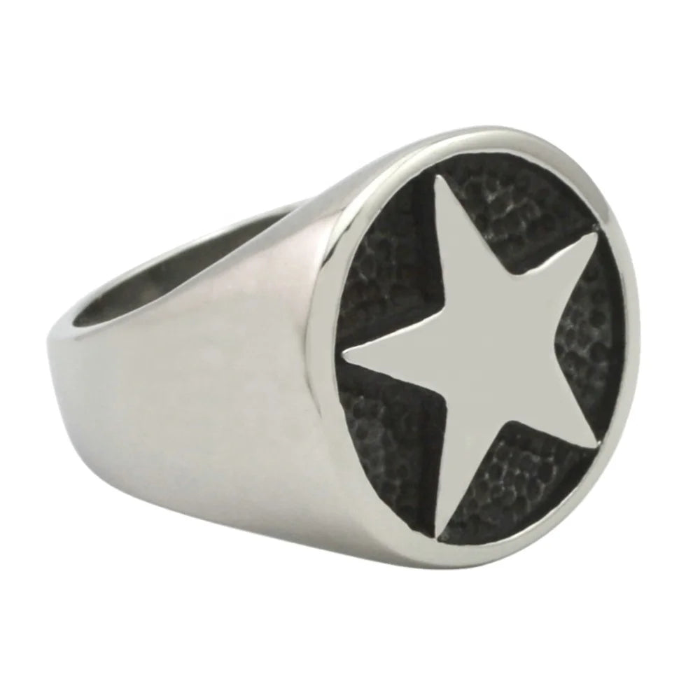 Wholesale Zuobisi Vintage Style Punk Rings Men Unisex Stainless Steel Crystal Rhinestone Claw Setting Star Antique Silver Rings