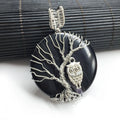 Healing Crystal Agate Shell Pendant for Women Tree Wire Wrapped Jewelry Owl Tree of Life Agate Necklace Pendant