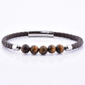 Trending Products Yellow Tiger Eye Bead Landing Leather Charm Bracelet for Men