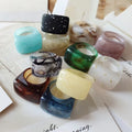 SC Wholesale Mixed Color Resin Ring Personalized Square Dome Chunky Rings Aesthetic Gold Foil Rendering Acrylic Rings for Girls