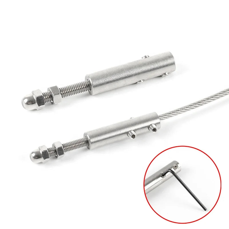 Cable Railing Wire Rope 1.5/2/3/4/5/6/8mm Threaded Stud Tension End Fitting Toggle Anchor Terminal with Hexagon Grub Screw Bolts
